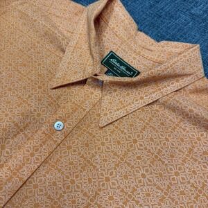 Eddie Bauer Linen Blend Shirt Mens 3XL Tall Short Sleeve Button Orange Beach